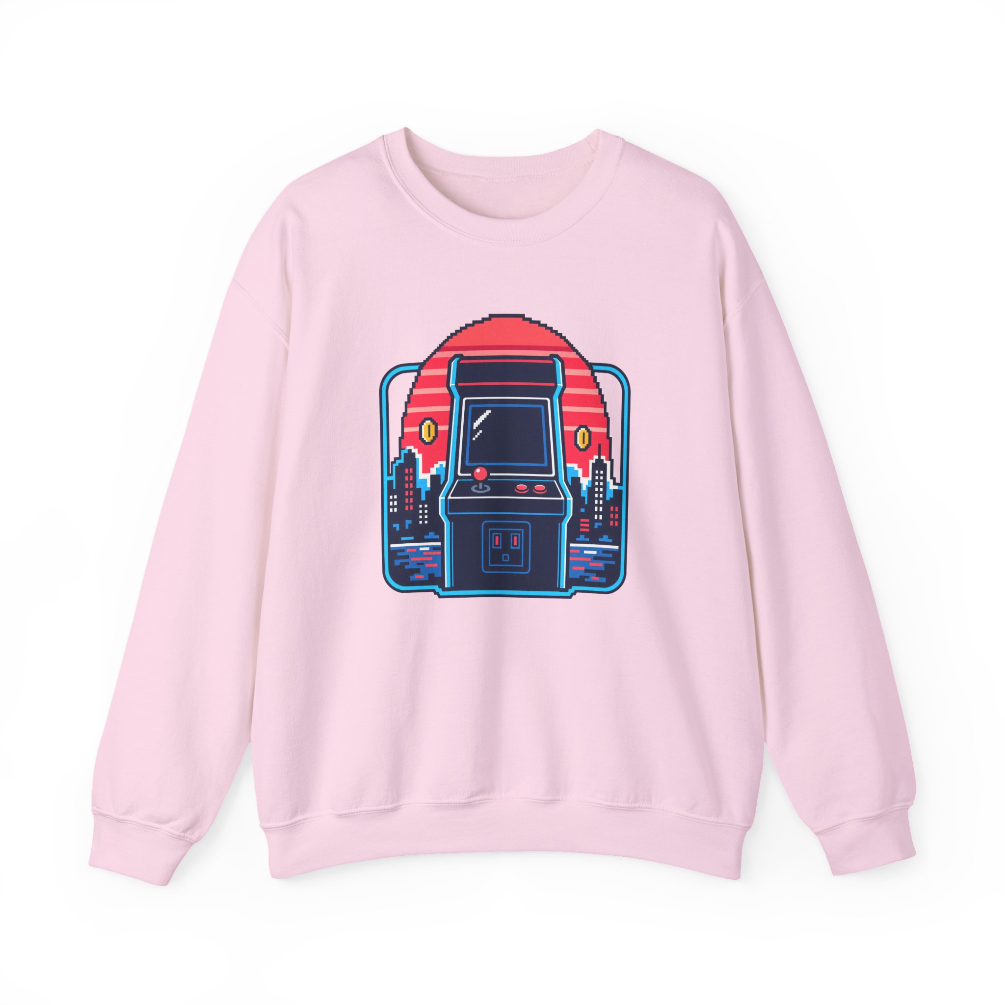 Neon Arcade Night Sweatshirt — White – Image 3