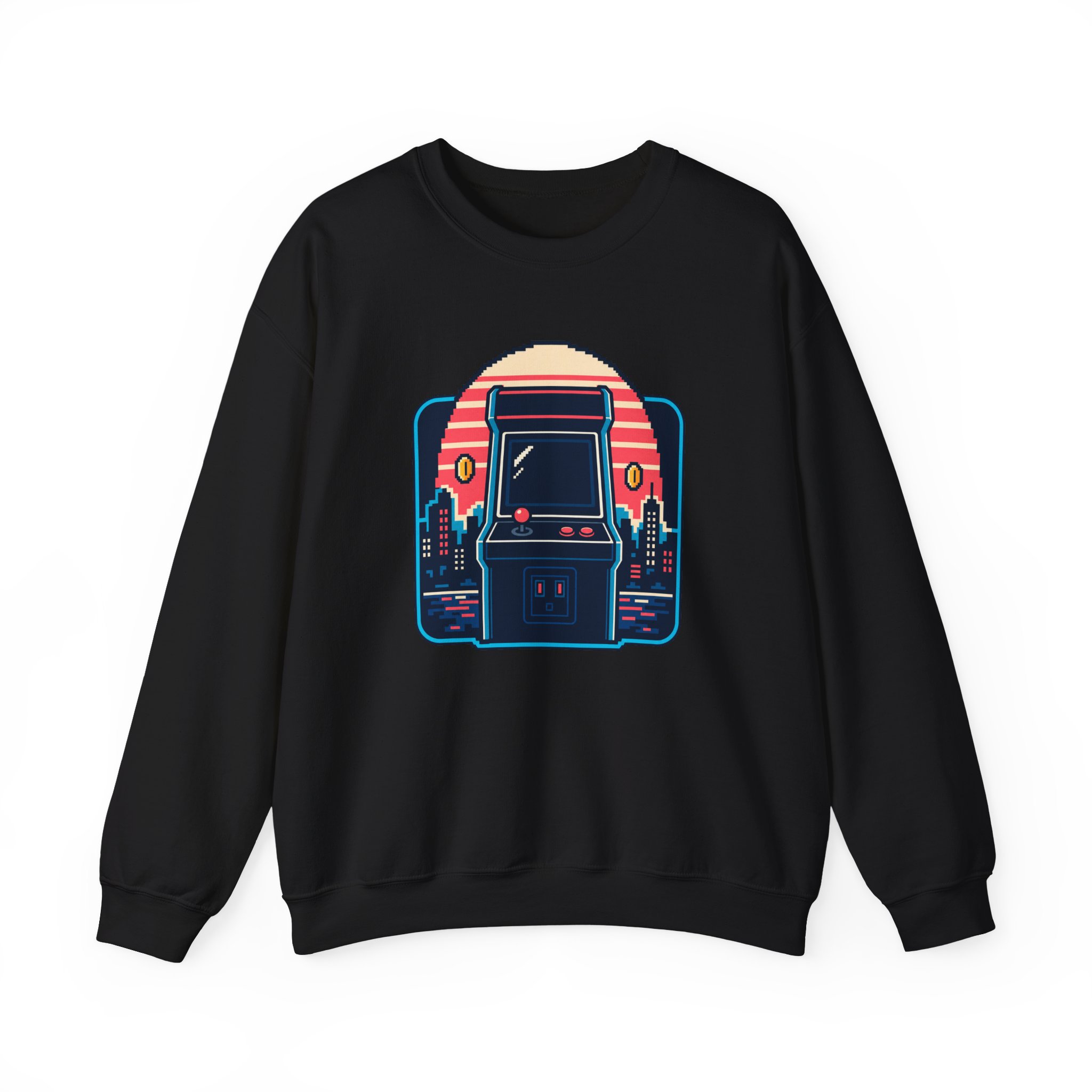 Neon Arcade Night Sweatshirt — Schwarz