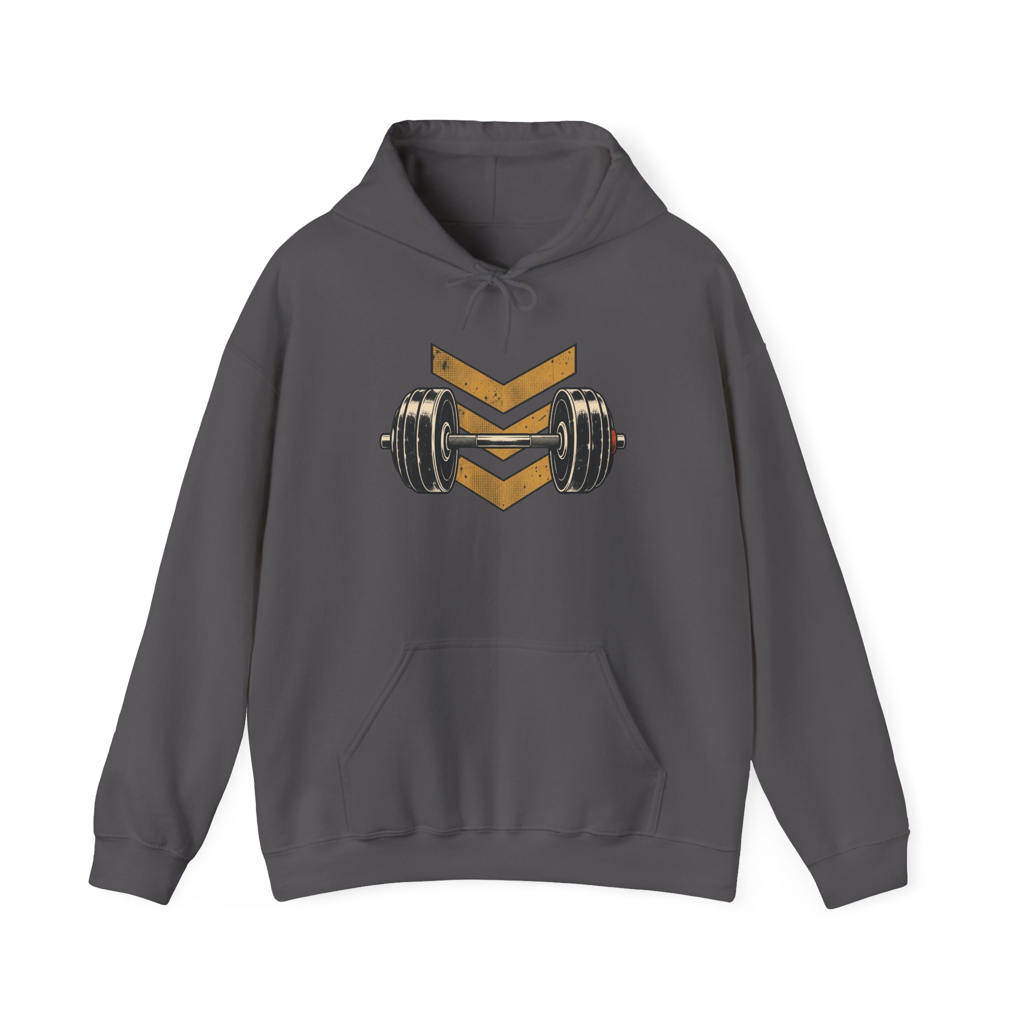 Retro Barbell Emblem Hoodie — Black - Image 2