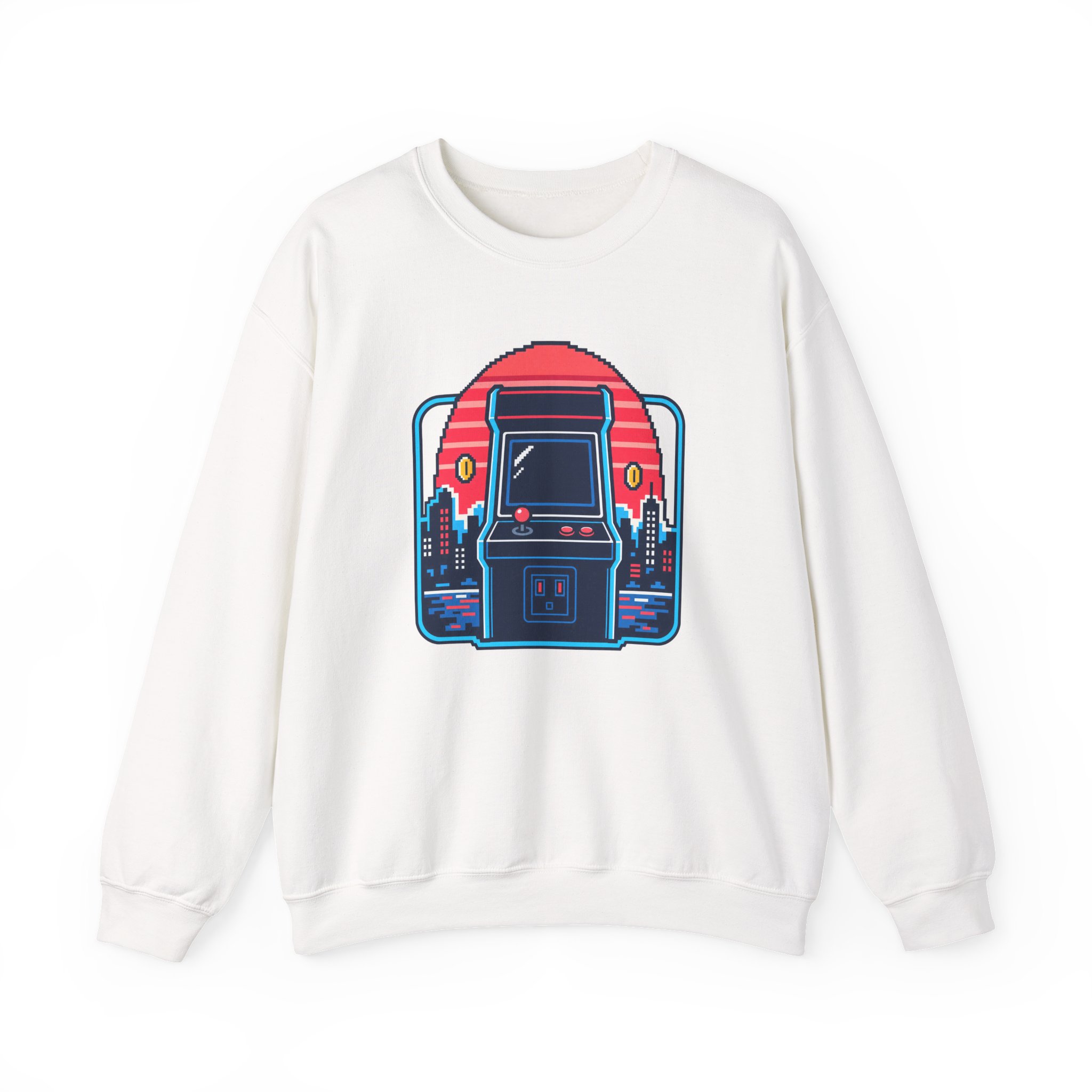 Sweat-shirt Neon Arcade Night — Blanc