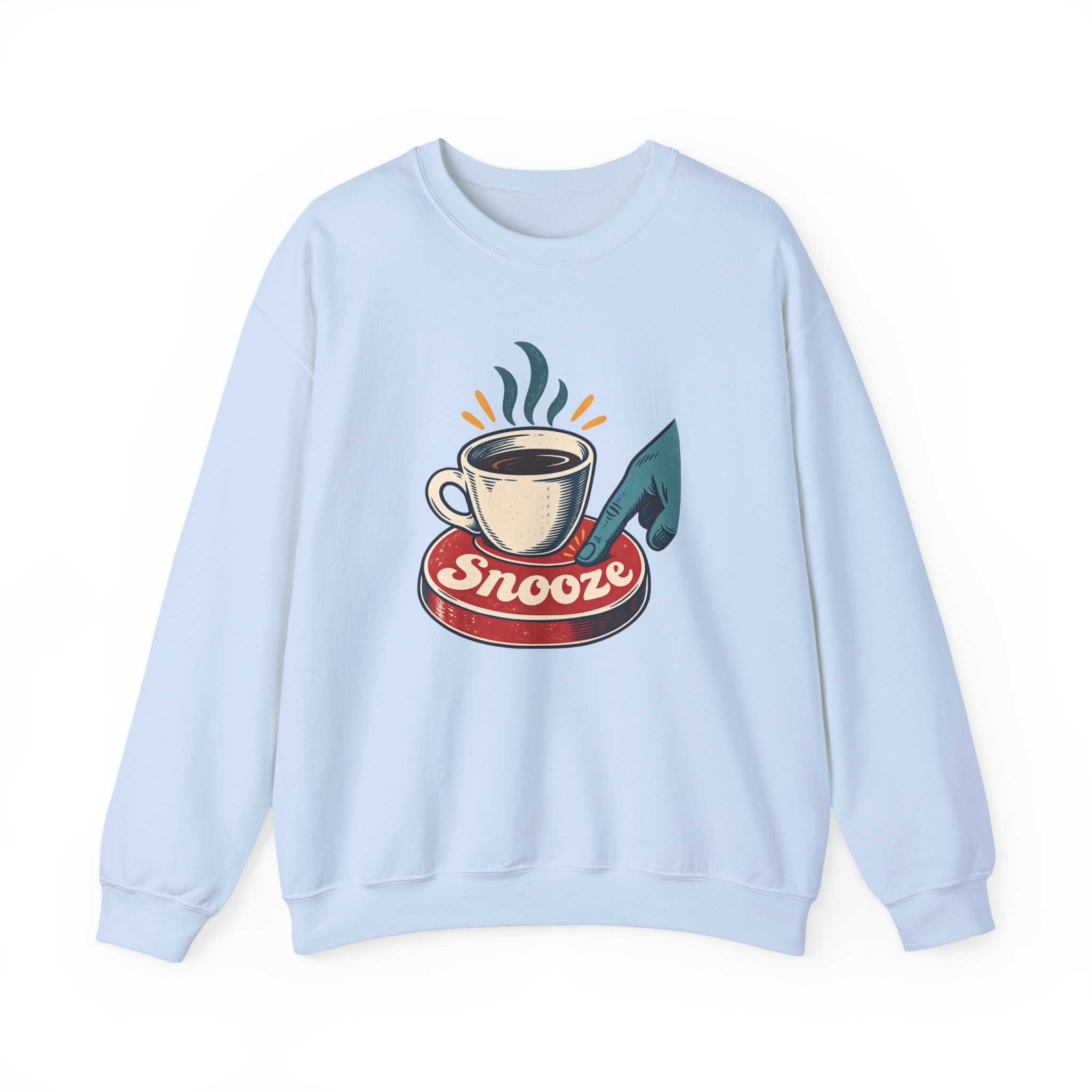 Snooze Button Espresso Sweatshirt — White – Image 2