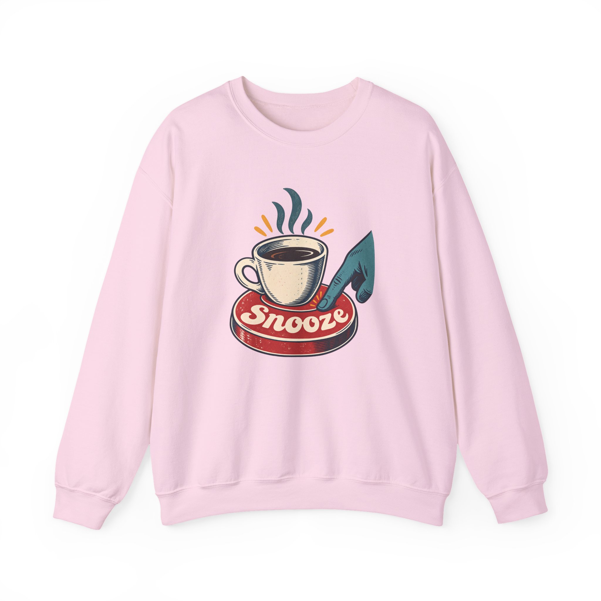 Snooze Button Espresso Sweatshirt — White – Image 3