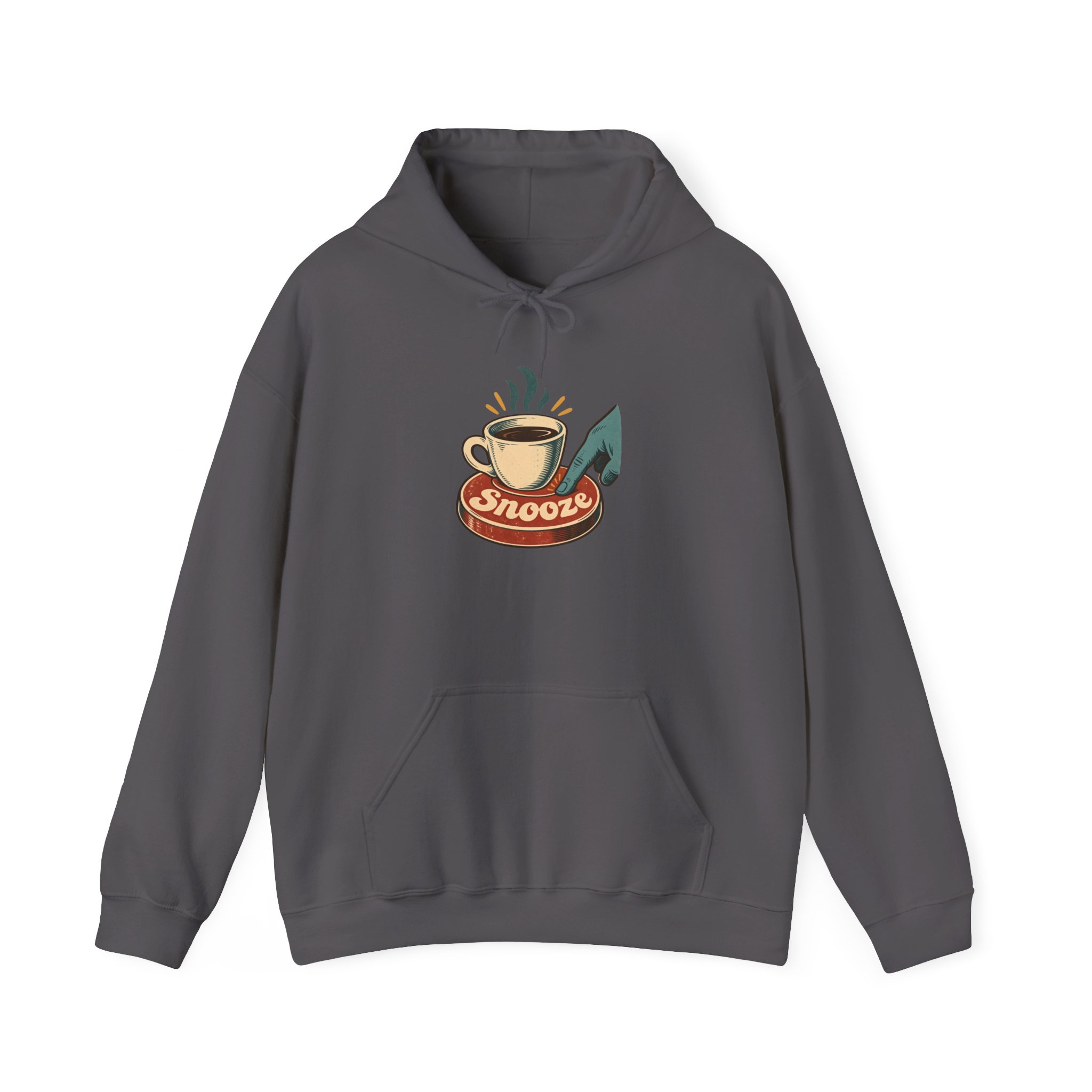 Snooze Button Espresso Hoodie — Black – Image 2