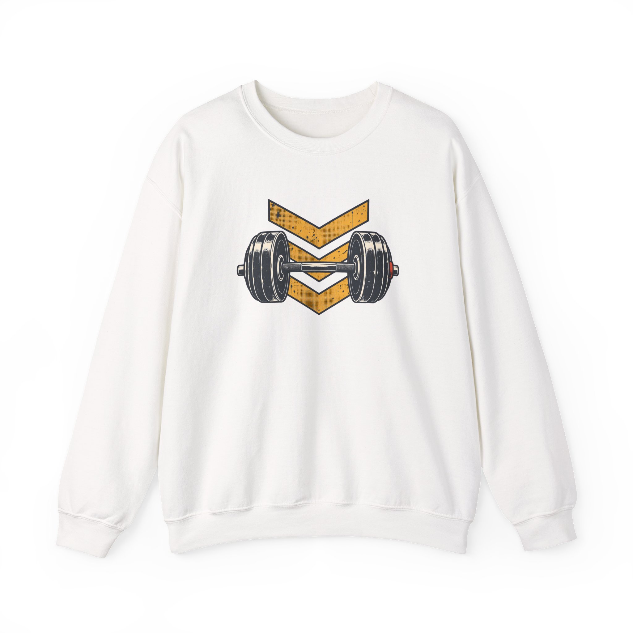 Retro Barbell Emblem Sweatshirt — Weiß