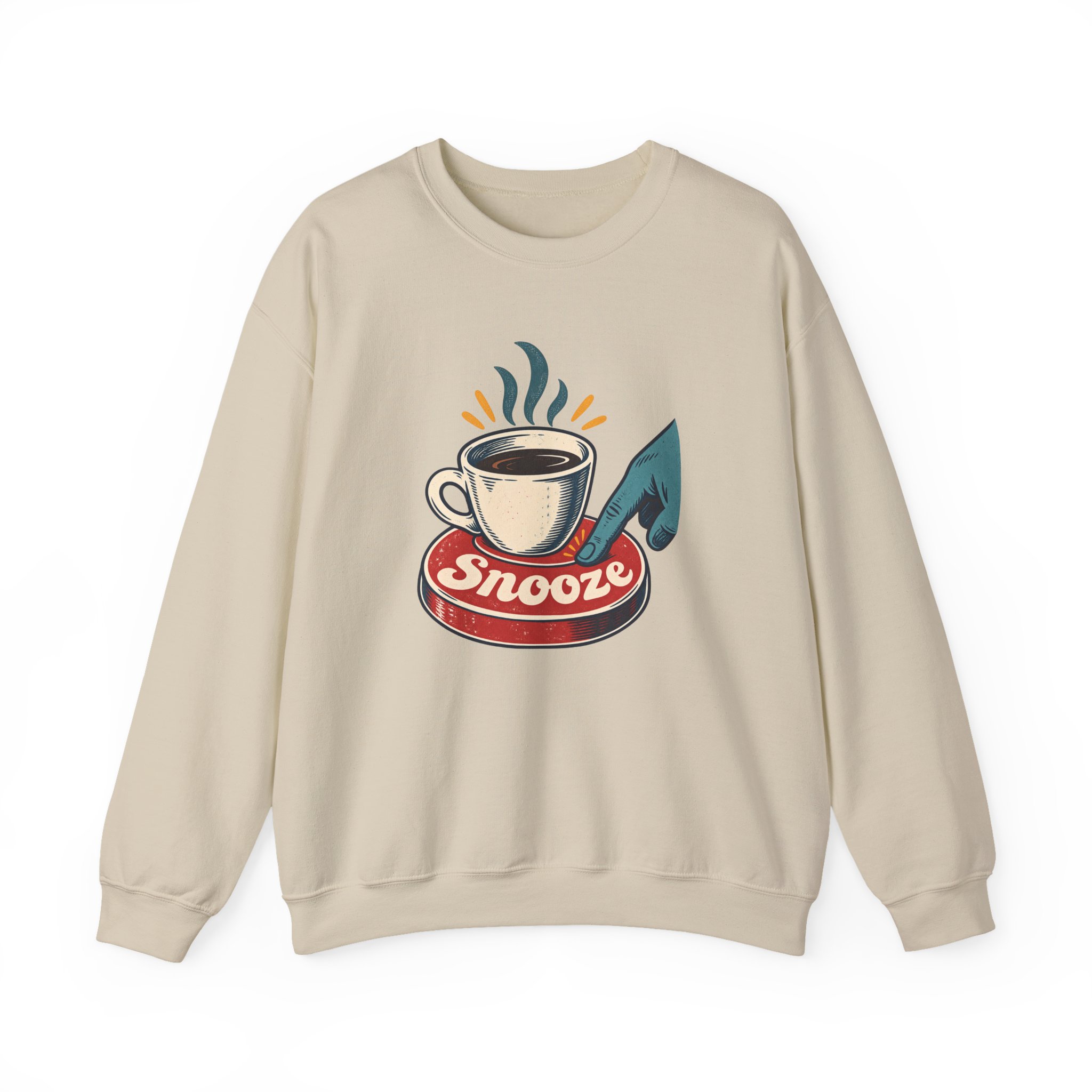 Snooze Button Espresso Sweatshirt — White – Image 4