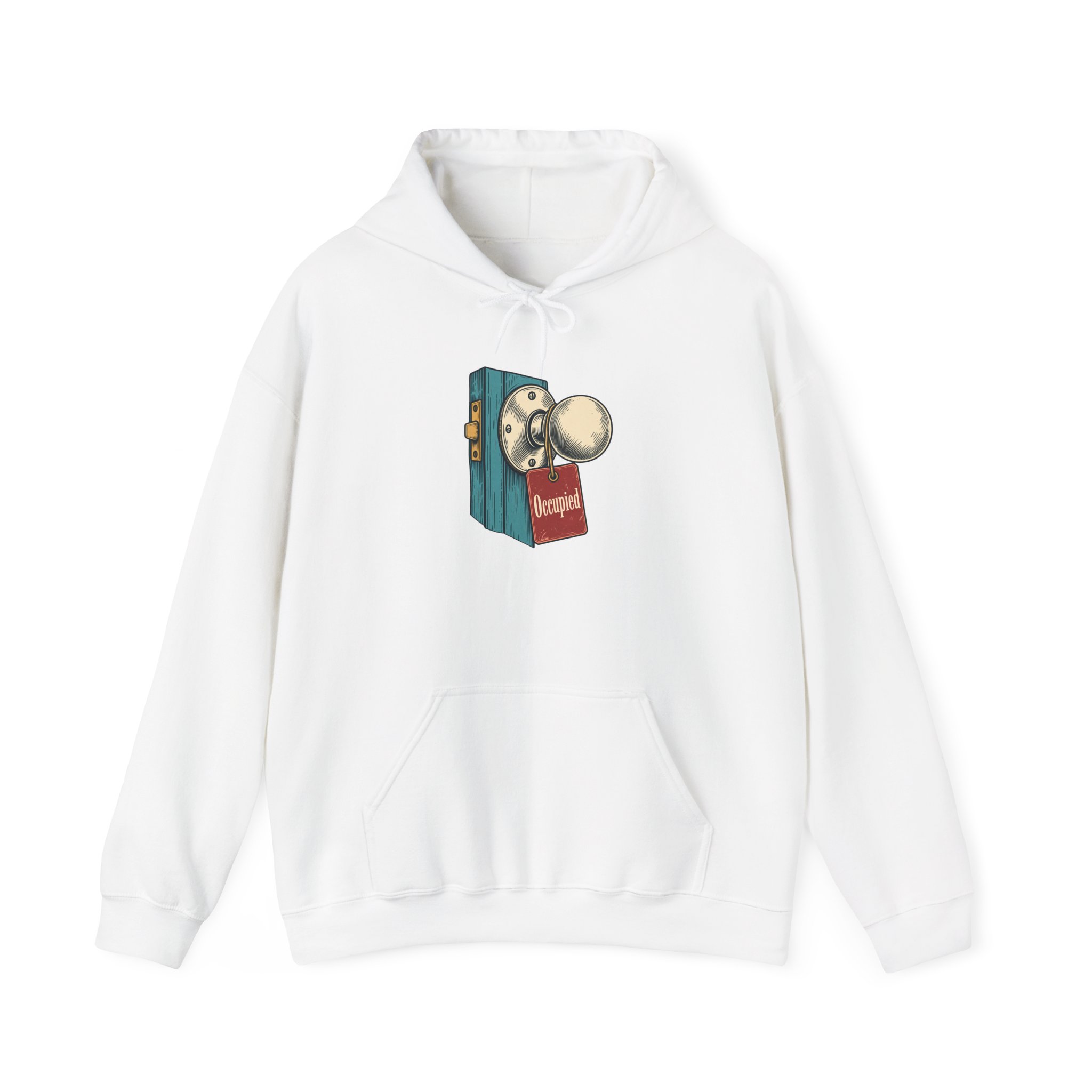 Occupied Door Hoodie — White