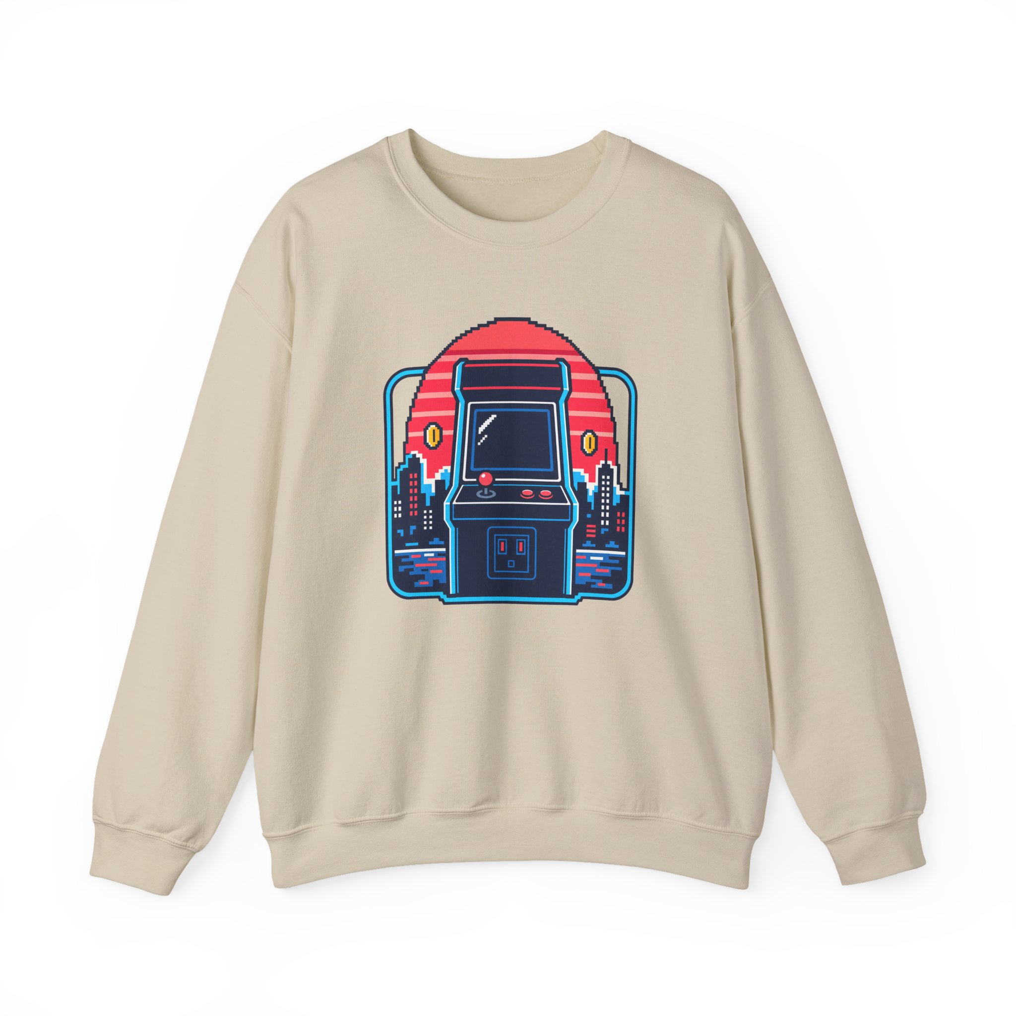 Neon Arcade Night Sweatshirt — White – Image 4