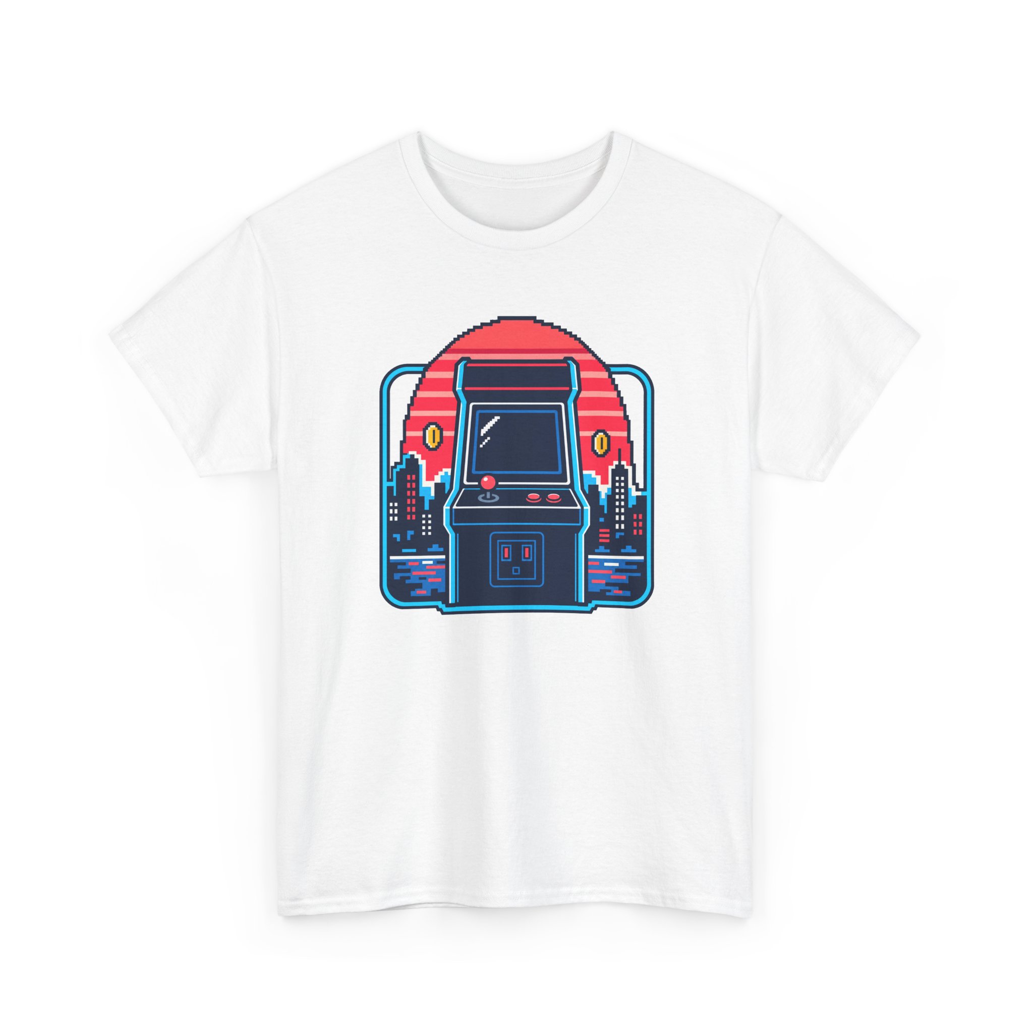 Neon Arcade Night T-Shirt — Weiß