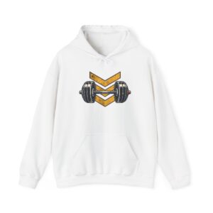 Retro Barbell Emblem Hoodie — Weiß