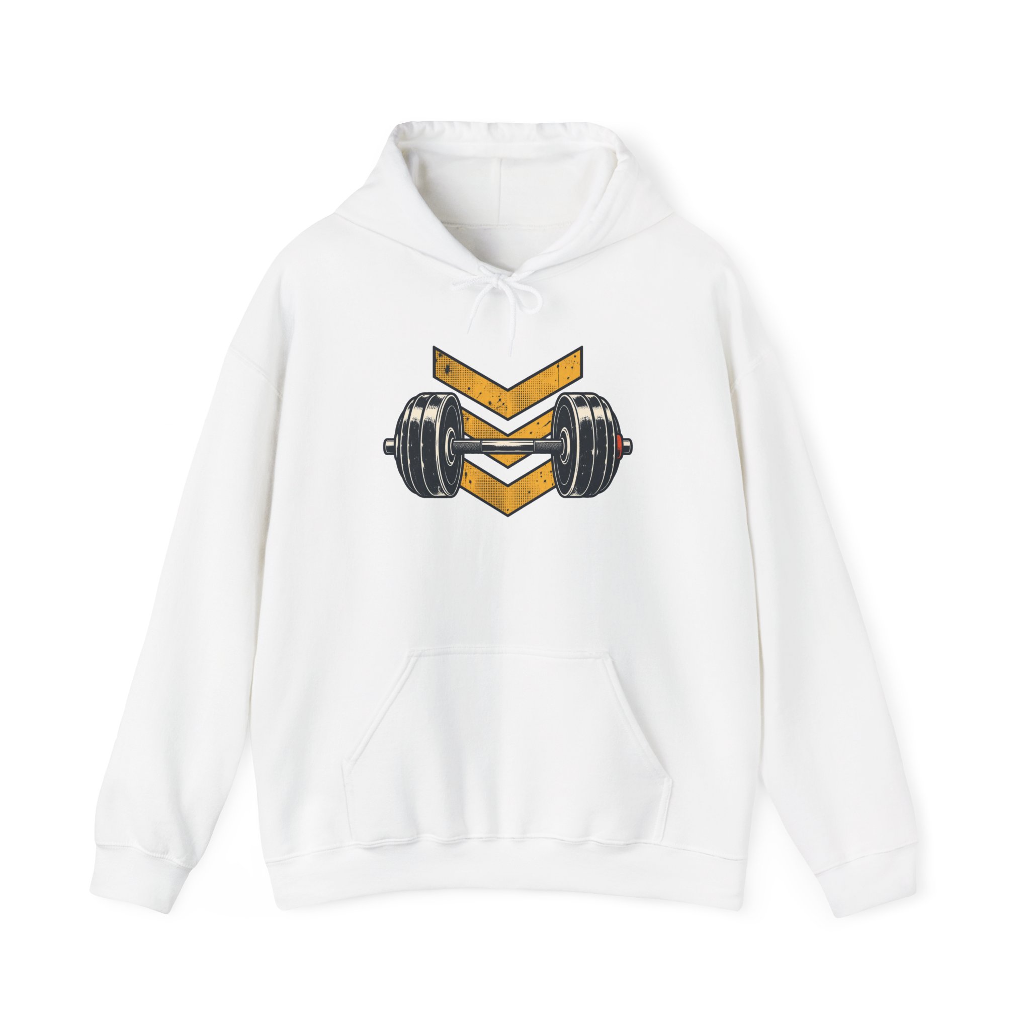Retro Barbell Emblem Hoodie — Weiß